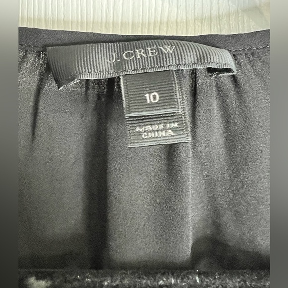 J. Crew Women's Split Neck Blouse with Tassel Trim - Black - Size 10 - Picture 4 of 8